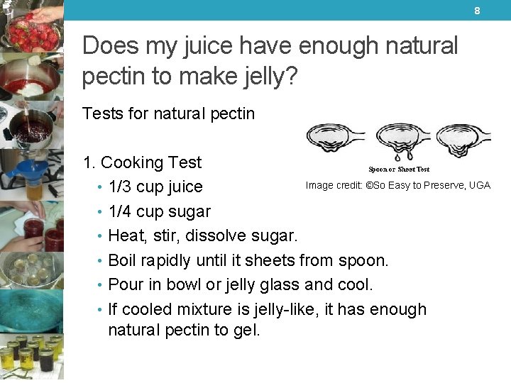 8 Does my juice have enough natural pectin to make jelly? Tests for natural