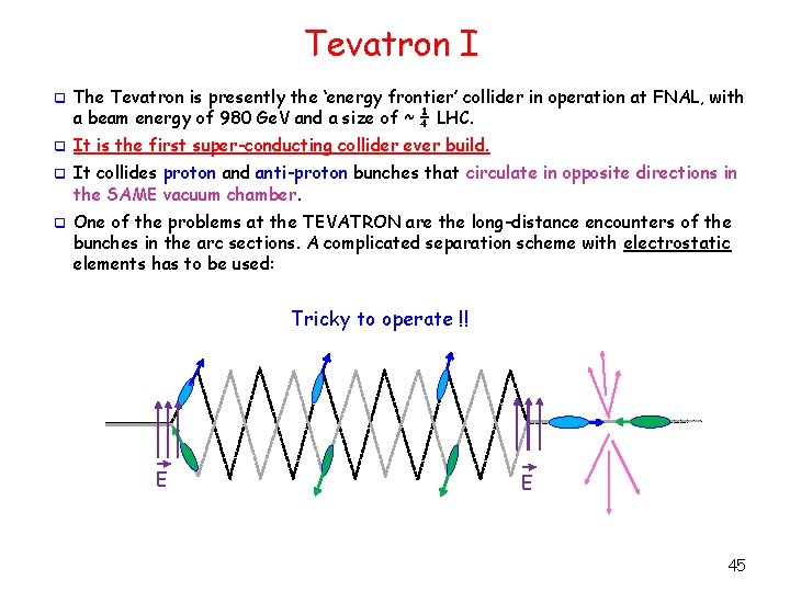 Tevatron I q The Tevatron is presently the ‘energy frontier’ collider in operation at