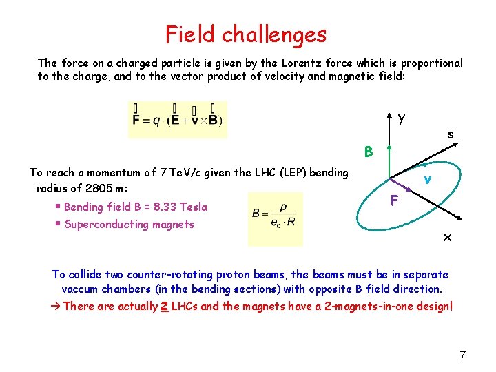 Field challenges The force on a charged particle is given by the Lorentz force