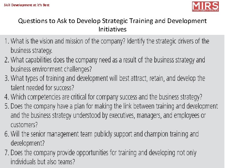 Skill Development at it’s Best Questions to Ask to Develop Strategic Training and Development