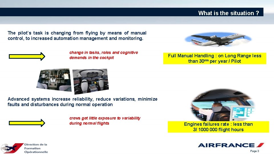 What is the situation ? The pilot’s task is changing from flying by means