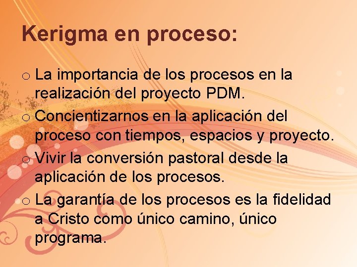 Kerigma en proceso: o La importancia de los procesos en la realización del proyecto