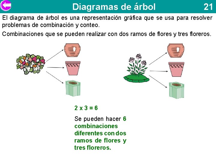 Diagramas de árbol 21 El diagrama de árbol es una representación gráfica que se