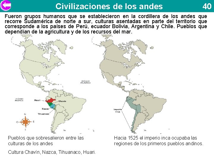 Civilizaciones de los andes 40 Fueron grupos humanos que se establecieron en la cordillera