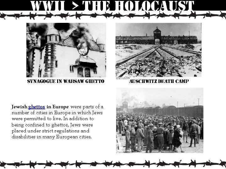 wwii > the holocaust synagogue in warsaw ghetto Jewish ghettos in Europe were parts