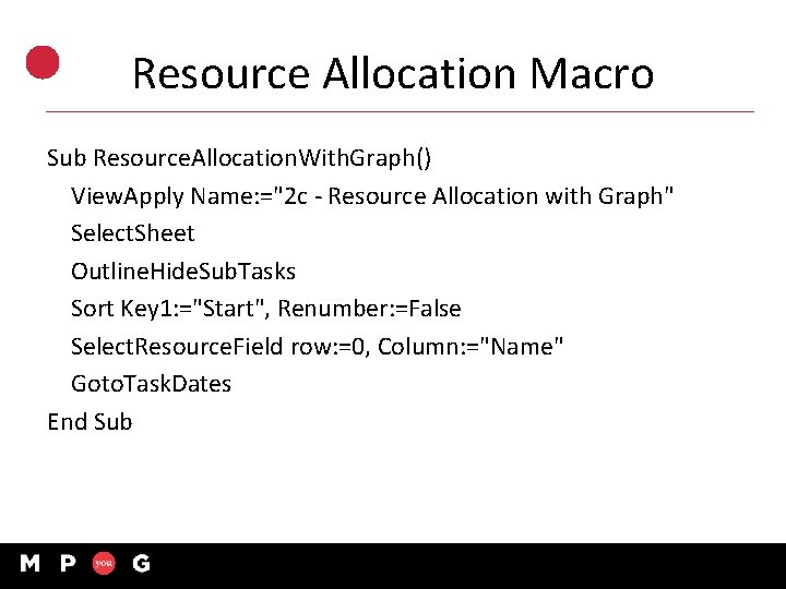 Resource Allocation Macro Sub Resource. Allocation. With. Graph() View. Apply Name: ="2 c -