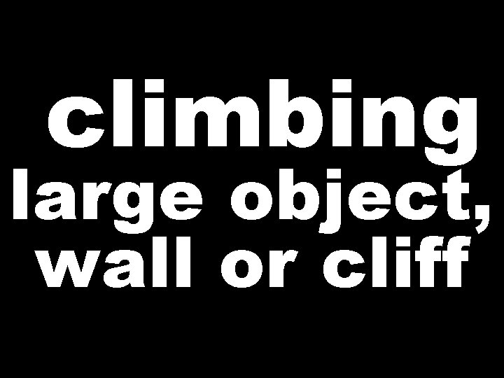 climbing large object, wall or cliff 
