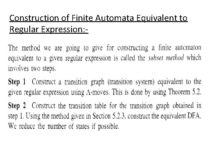 Construction of Finite Automata Equivalent to Regular Expression: - 