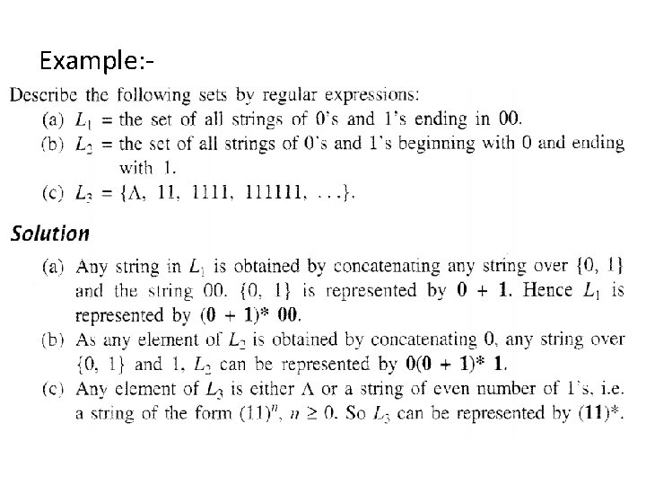 Example: - • Example: - 
