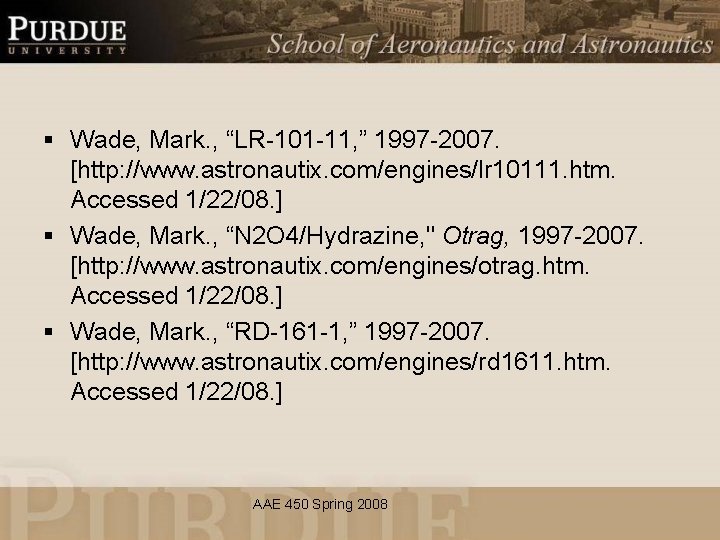 § Wade, Mark. , “LR-101 -11, ” 1997 -2007. [http: //www. astronautix. com/engines/lr 10111.