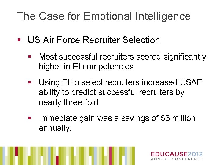 The Case for Emotional Intelligence § US Air Force Recruiter Selection § Most successful