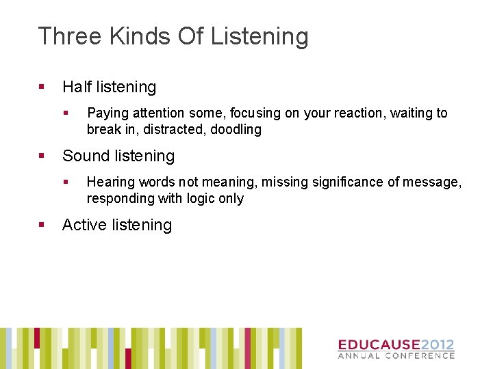 Three Kinds Of Listening § Half listening § § Sound listening § § Paying