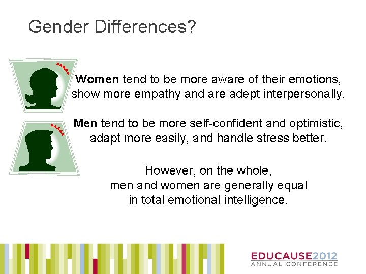 Gender Differences? Women tend to be more aware of their emotions, show more empathy
