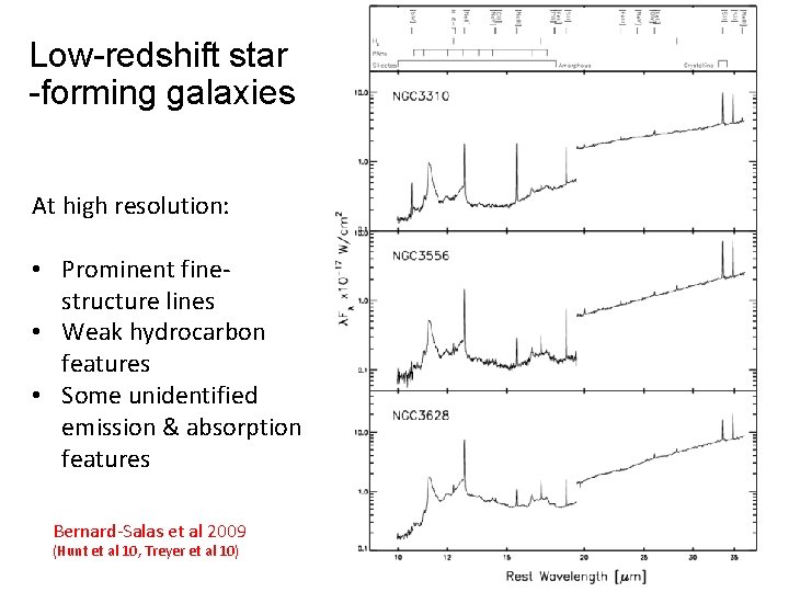 Low-redshift star -forming galaxies At high resolution: • Prominent finestructure lines • Weak hydrocarbon