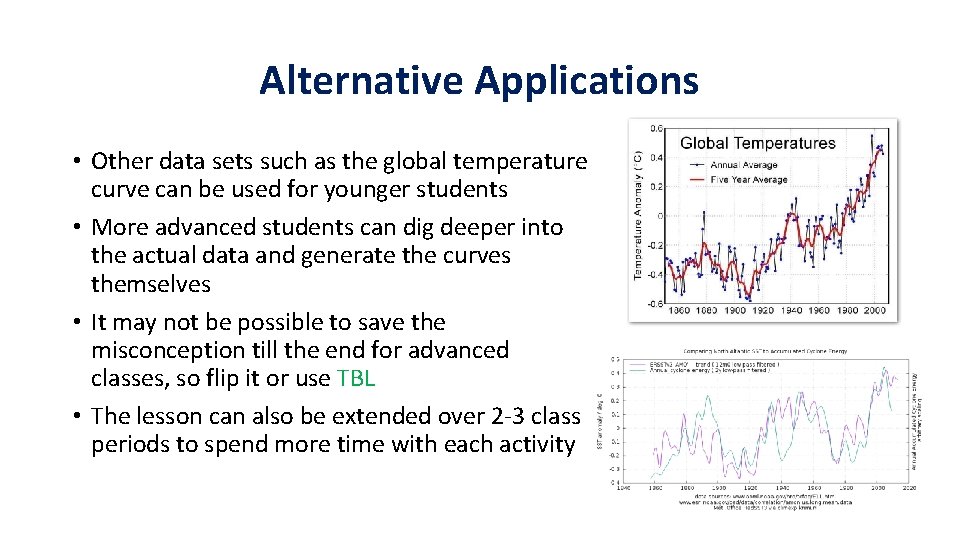 Alternative Applications • Other data sets such as the global temperature curve can be