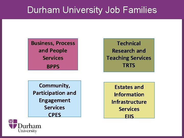 Durham University Job Families Business, Process and People Services BPPS Community, Participation and Engagement