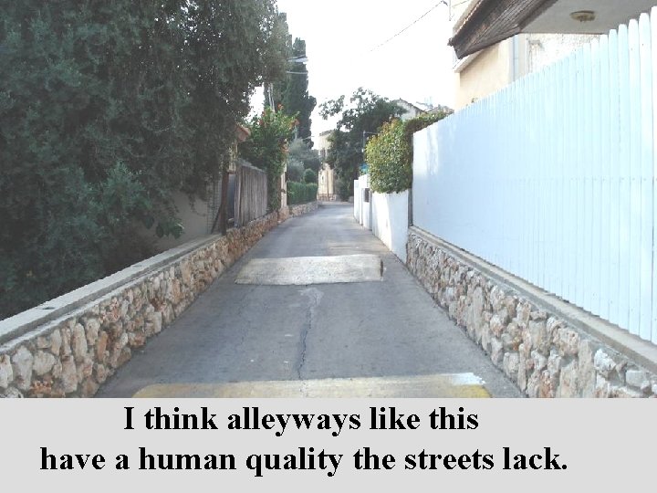 I think alleyways like this have a human quality the streets lack. 