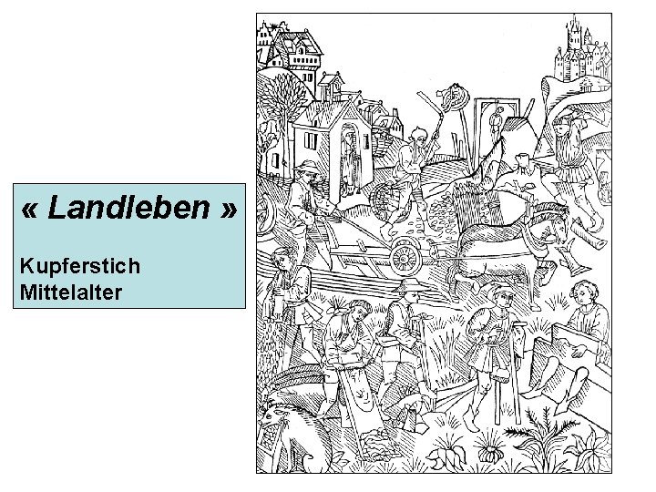  « Landleben » Kupferstich Mittelalter 