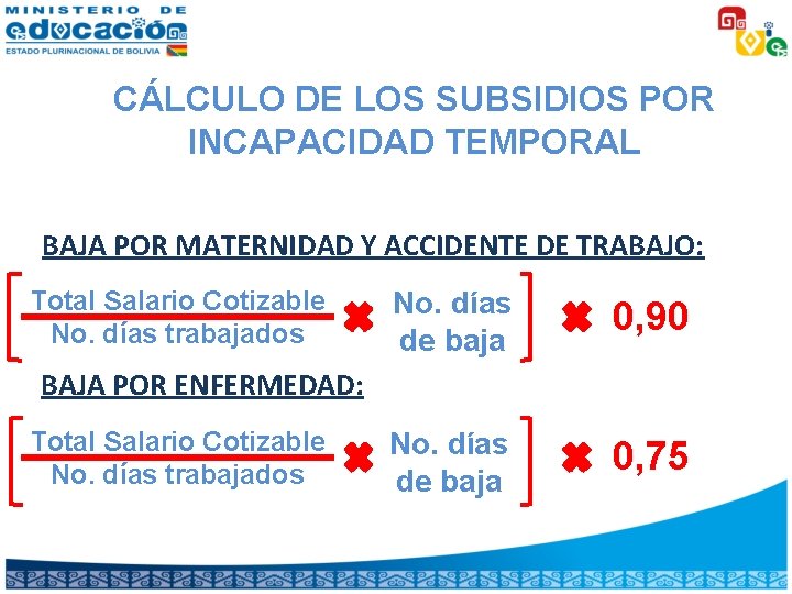 CÁLCULO DE LOS SUBSIDIOS POR INCAPACIDAD TEMPORAL BAJA POR MATERNIDAD Y ACCIDENTE DE TRABAJO: