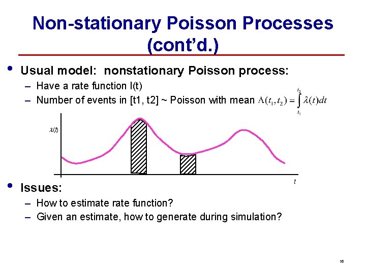 Non-stationary Poisson Processes (cont’d. ) • Usual model: nonstationary Poisson process: – Have a