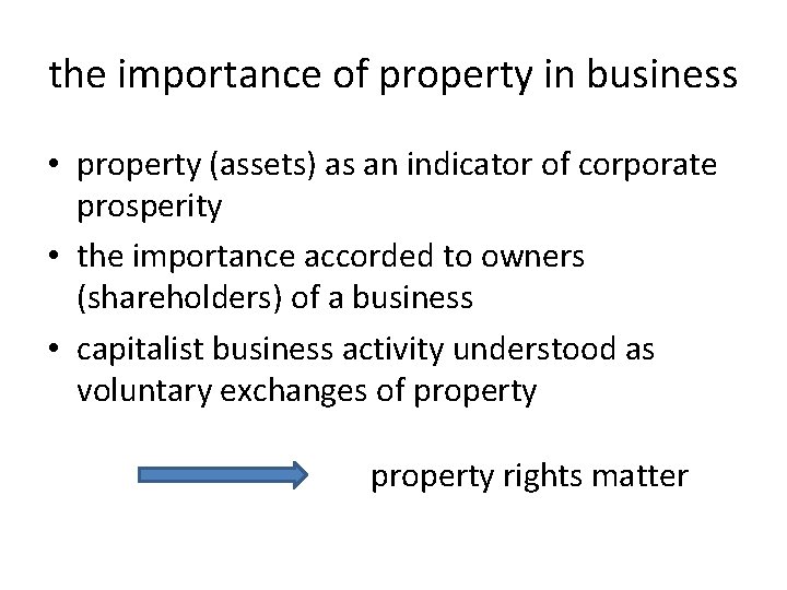 the importance of property in business • property (assets) as an indicator of corporate