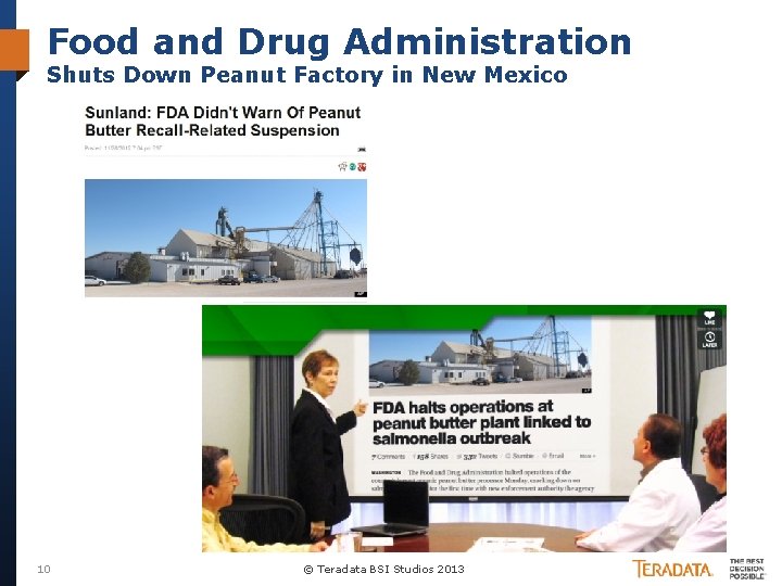 Food and Drug Administration Shuts Down Peanut Factory in New Mexico 10 © Teradata