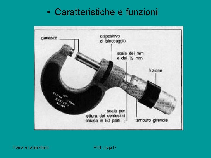  • Caratteristiche e funzioni Fisica e Laboratorio Prof. Luigi D. 