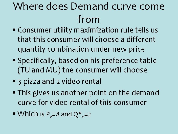 Where does Demand curve come from § Consumer utility maximization rule tells us that