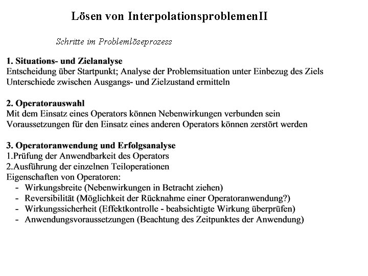 Lösen von Interpolationsproblemen. II Schritte im Problemlöseprozess 