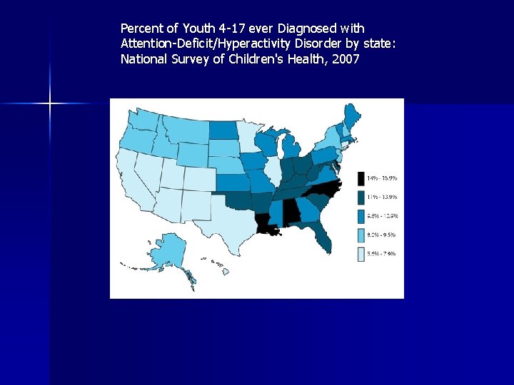 Percent of Youth 4 -17 ever Diagnosed with Attention-Deficit/Hyperactivity Disorder by state: National Survey
