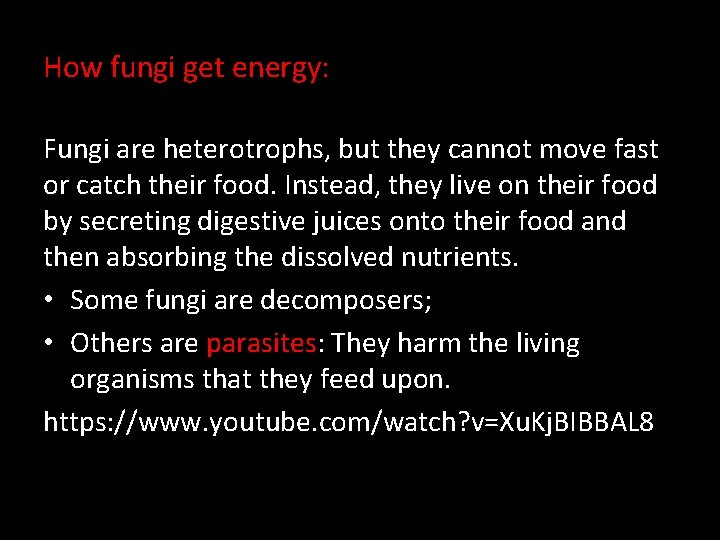 How fungi get energy: Fungi are heterotrophs, but they cannot move fast or catch