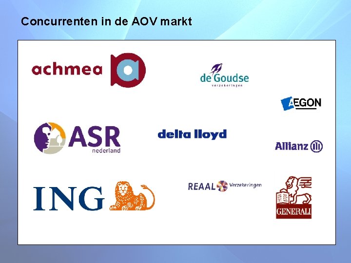 Concurrenten in de AOV markt 