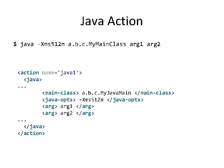 Java Action $ java -Xms 512 m a. b. c. My. Main. Class arg