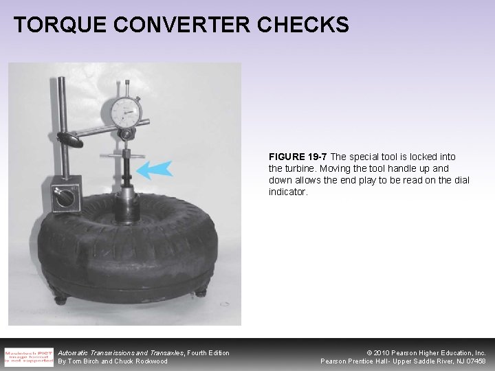 TORQUE CONVERTER CHECKS FIGURE 19 -7 The special tool is locked into the turbine.