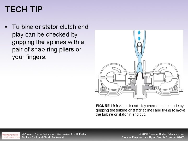 TECH TIP • Turbine or stator clutch end play can be checked by gripping