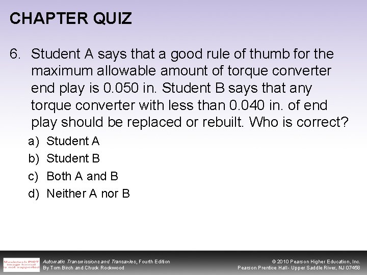 CHAPTER QUIZ 6. Student A says that a good rule of thumb for the