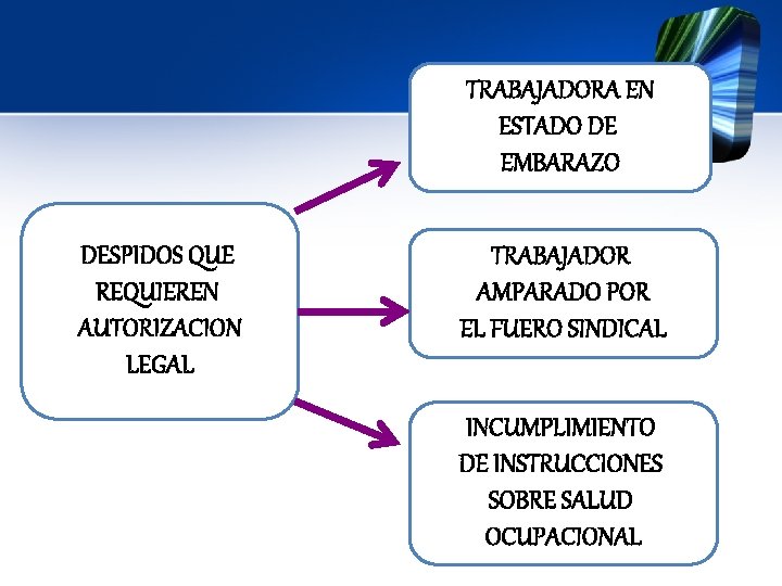 TRABAJADORA EN ESTADO DE EMBARAZO DESPIDOS QUE REQUIEREN AUTORIZACION LEGAL TRABAJADOR AMPARADO POR EL