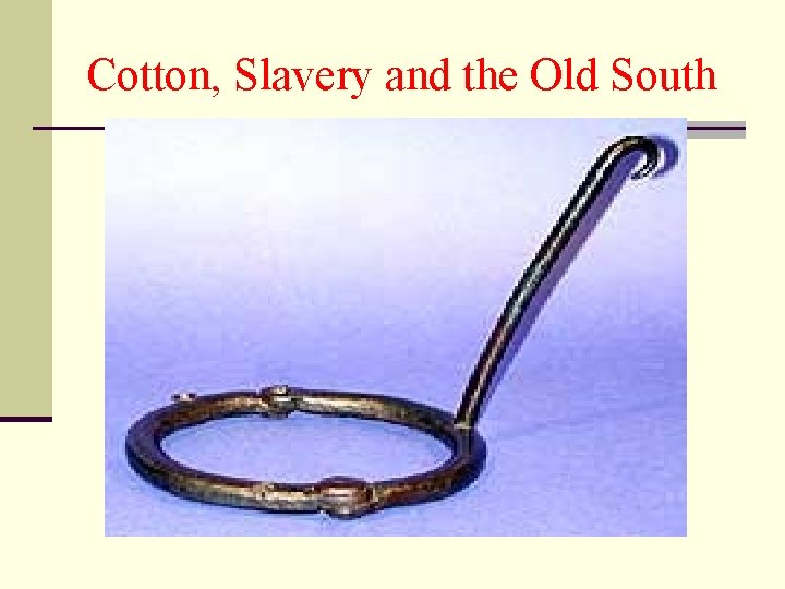 Cotton, Slavery and the Old South 