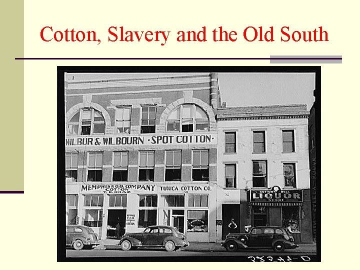Cotton, Slavery and the Old South 