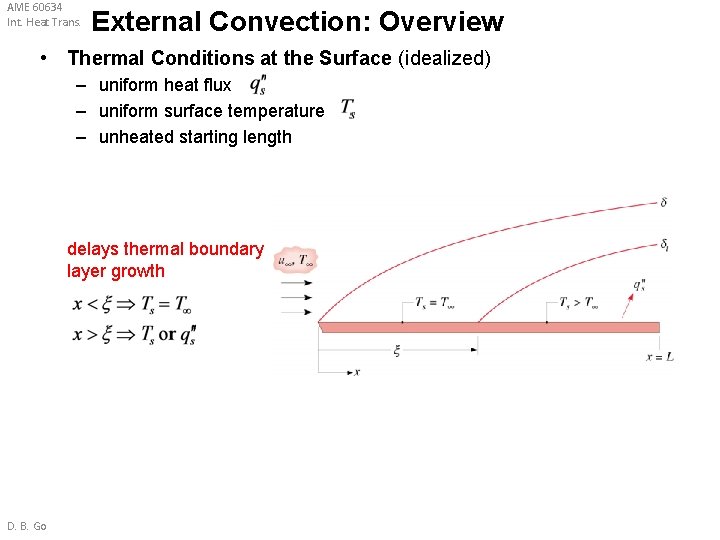 AME 60634 Int. Heat Trans. External Convection: Overview • Thermal Conditions at the Surface
