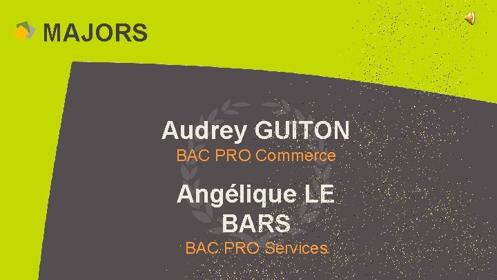 MAJORS Audrey GUITON BAC PRO Commerce Angélique LE BARS BAC PRO Services 