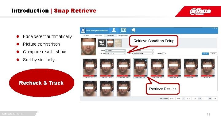 Introduction | Snap Retrieve l Face detect automatically l Picture comparison Retrieve Condition Setup