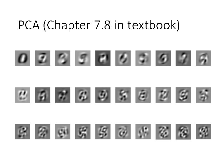 PCA (Chapter 7. 8 in textbook) 