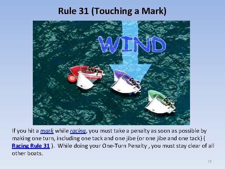 Rule 31 (Touching a Mark) If you hit a mark while racing, you must
