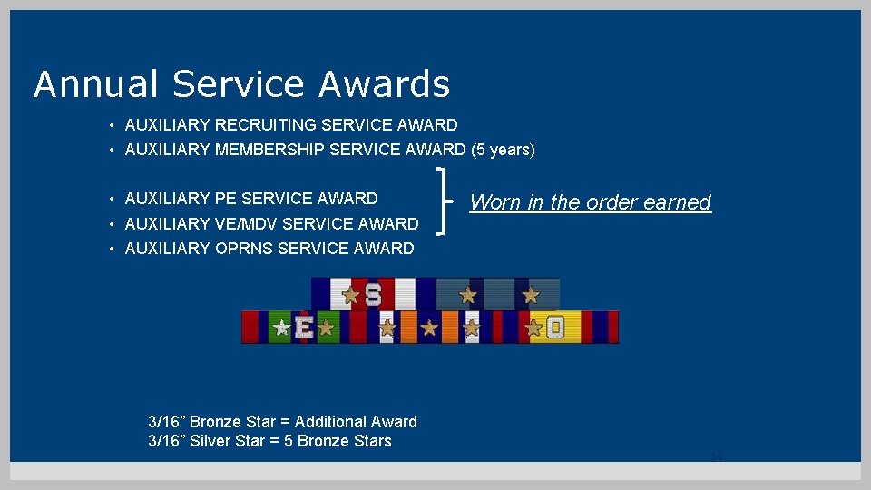 Annual Service Awards • AUXILIARY RECRUITING SERVICE AWARD • AUXILIARY MEMBERSHIP SERVICE AWARD (5