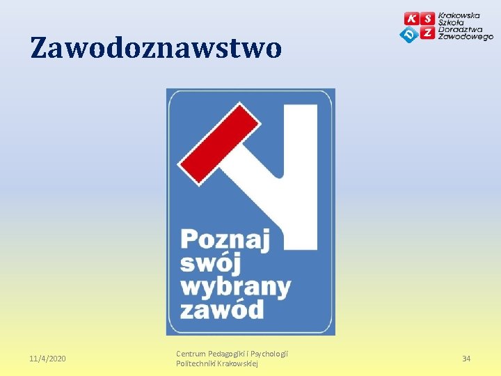 Zawodoznawstwo 11/4/2020 Centrum Pedagogiki i Psychologii Politechniki Krakowskiej 34 