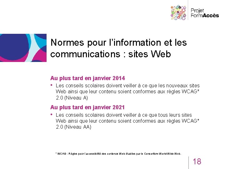 Normes pour l’information et les communications : sites Web Au plus tard en janvier