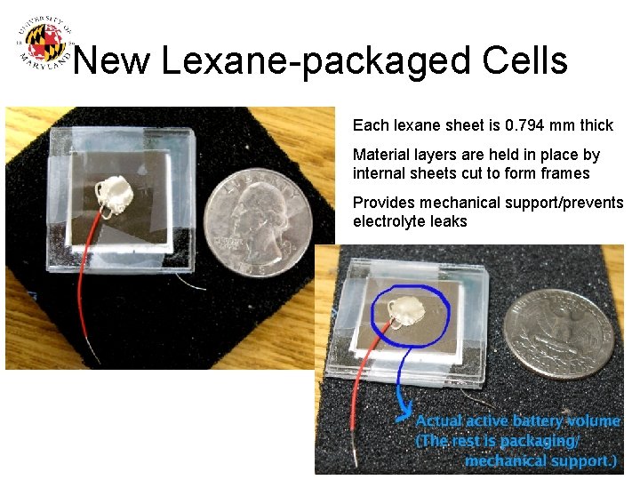 New Lexane-packaged Cells Each lexane sheet is 0. 794 mm thick Material layers are