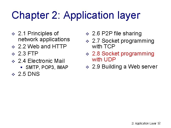 Chapter 2: Application layer v v v 2. 1 Principles of network applications 2.