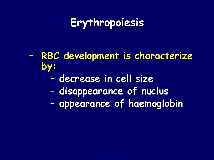 Erythropoiesis – RBC development is characterize by: – decrease in cell size – disappearance